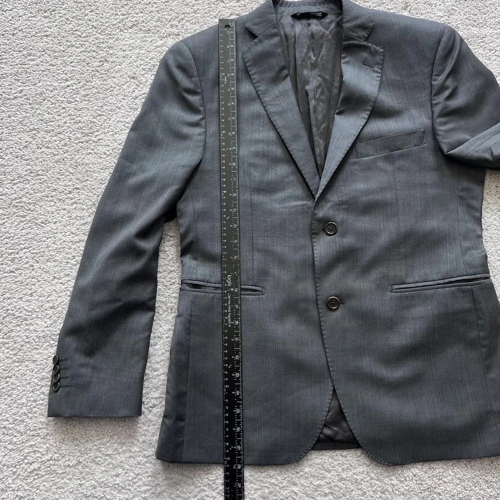 Ermenegildo Zegna Saks Fifth Avenue Suit Jacket Mens 38 Gray Wool Silk Trim Fit